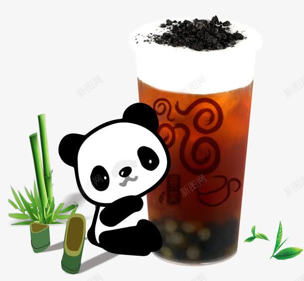 熊猫奶盖茶png免抠素材_88icon https://88icon.com PNG素材 免费下载 动物 奶盖 熊猫 竹子