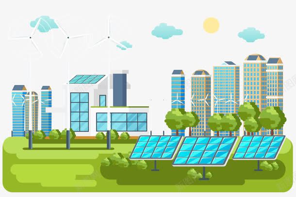 风电绿色城市建筑png免抠素材_88icon https://88icon.com 建筑景观 房地产 房屋矢量图 电力房 空间环境 自然能源 风力发电机