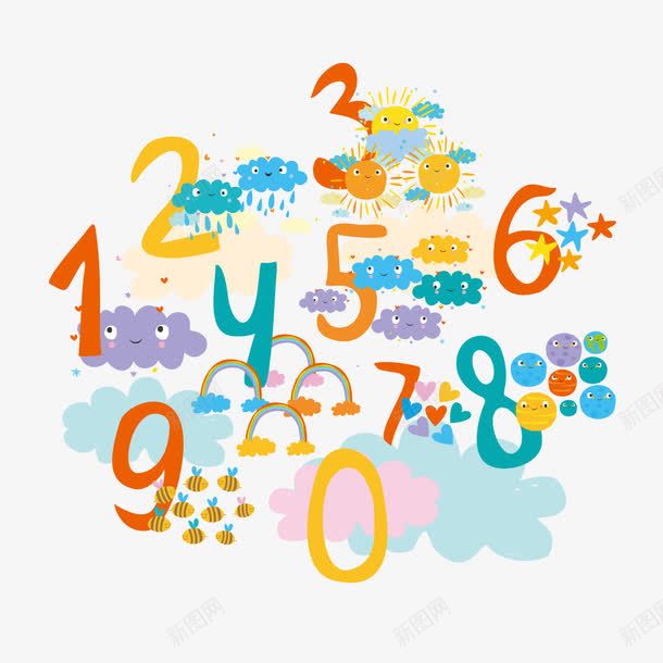 趣味数字png免抠素材_88icon https://88icon.com 云朵 儿童 儿童识字 彩虹 看图识字 识字