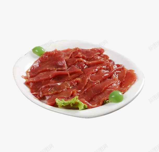 一盘美味瘦肉片png免抠素材_88icon https://88icon.com 新鲜瘦肉 美食 肉片 肉类 菜叶 餐饮食材