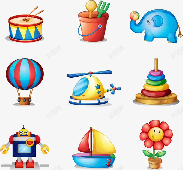 儿童玩具合集png免抠素材_88icon https://88icon.com 儿童 复古玩具 小鼓 热气球 玩偶 玩具