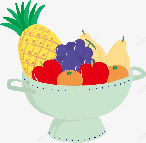 手绘卡通水果盘png免抠素材_88icon https://88icon.com 卡通提子 卡通梨 卡通水果 卡通苹果 卡通菠萝 卡通葡萄 手绘水果 水果盘
