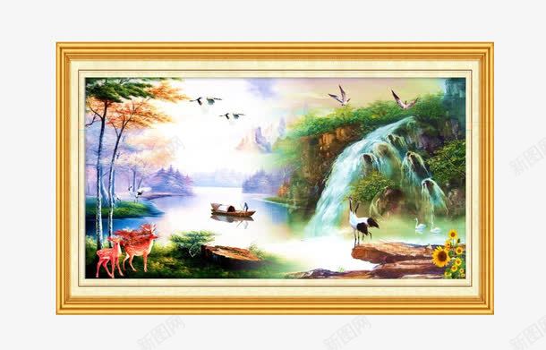 壁画png免抠素材_88icon https://88icon.com 中式挂画 产品实物 山水画 有框画 油画 风景画