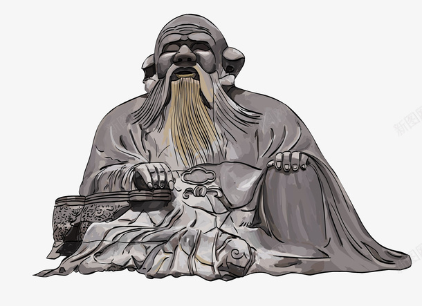 一尊老子人物石碑png免抠素材_88icon https://88icon.com 卡通 文化 标志性建筑 简图 老头 老子 胡子