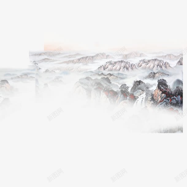 中国风水墨山水江北风光psd免抠素材_88icon https://88icon.com 中国风 水墨画 江北 江北风光