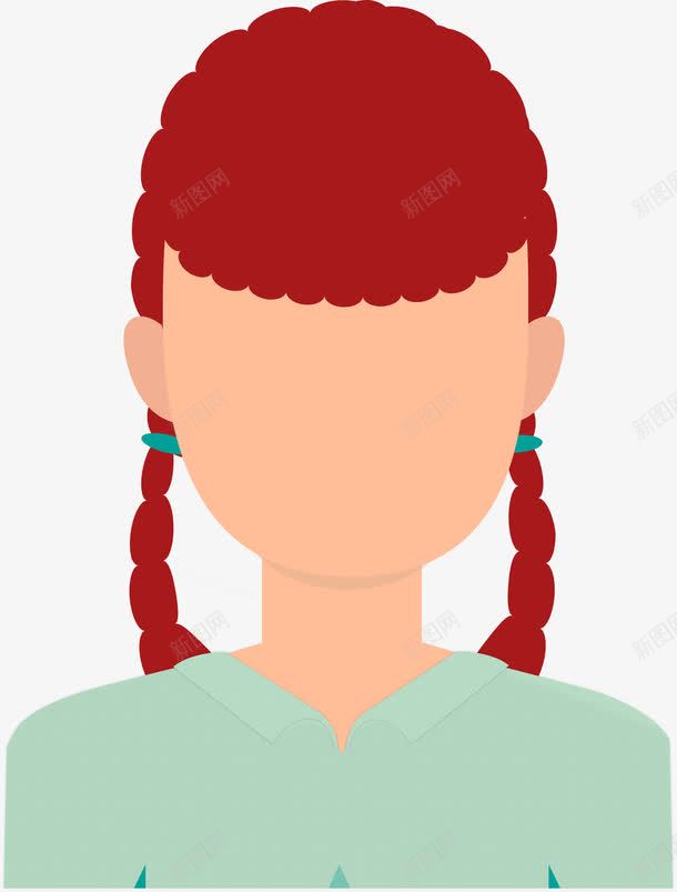 扎着辫子的女子头像png免抠素材_88icon https://88icon.com 人物 口鼻 头像 女子 小学生 扁平化 无五官 无头像 无表情 用户头像