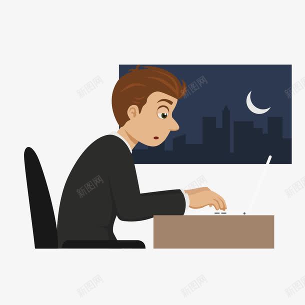 熬夜加班png免抠素材_88icon https://88icon.com 上班族 上班族海报 加班族 商务人物 晚上 熬夜 熬夜不脱发 熬夜工作 矢量熬夜加班