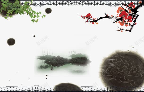 中国风水墨风山水画png免抠素材_88icon https://88icon.com 山水 泼墨 海报