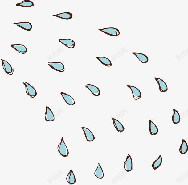 蓝色卡通手绘小雨点png免抠素材_88icon https://88icon.com 喷水 喷洒 水滴 雨点