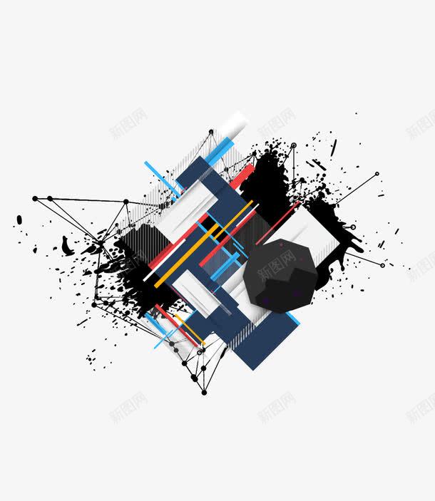 水墨喷溅几何形状装饰png免抠素材_88icon https://88icon.com 几何形状 墨点 彩色 水墨 线条