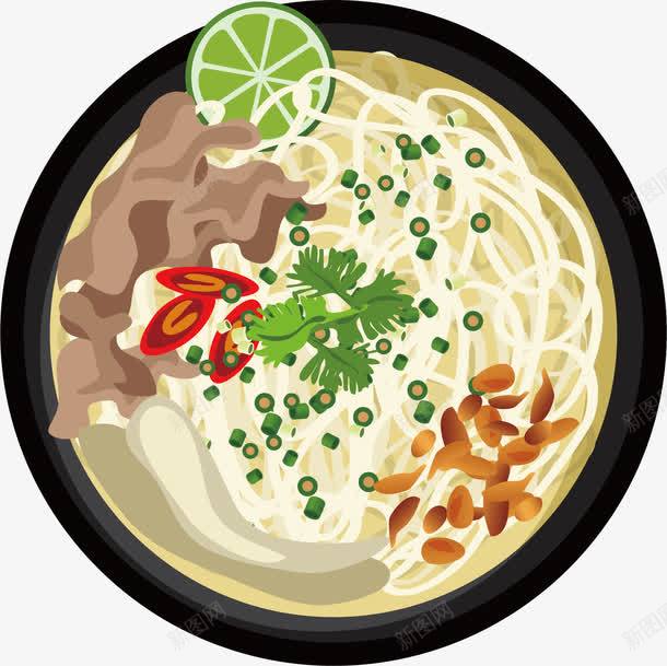 肥牛粉丝汤png免抠素材_88icon https://88icon.com 手绘 柠檬 汤羹 粉丝 肥牛 辣椒 香菜