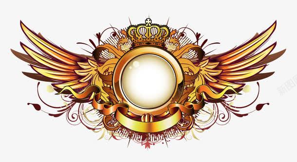 金色皇冠翅膀外框png免抠素材_88icon https://88icon.com 欧式花纹 欧式边框 皇冠 皇家边框 翅膀边框 花纹边框设计 边框 边框矢量图