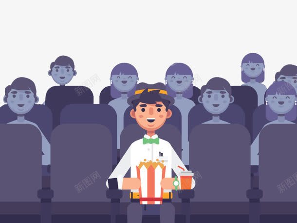 看电影的人png免抠素材_88icon https://88icon.com 场景素材 小男孩 正太 海报素材 爆米花 电影色调 电影院 观影厅