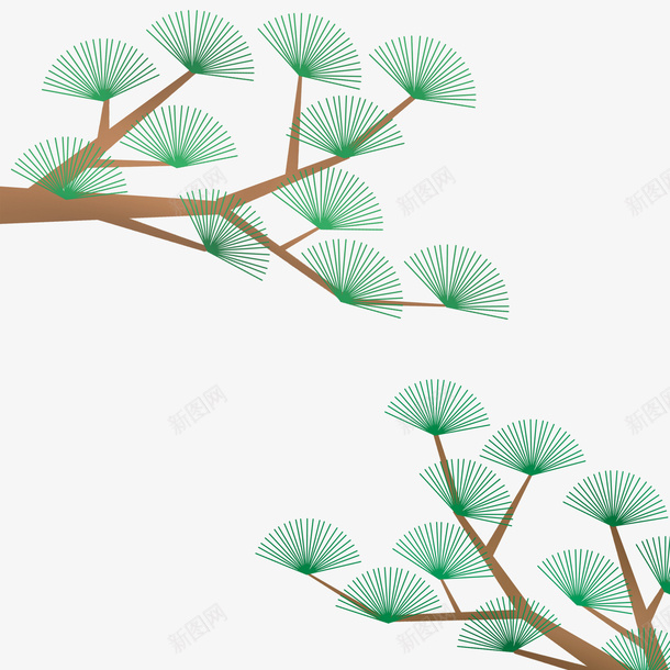 卡通绿色叶子树枝装饰png免抠素材_88icon https://88icon.com 卡通植物 新年装饰 树枝 绿色叶子 背景装饰