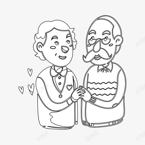 幸福老人简笔画png免抠素材_88icon https://88icon.com 外公 家人 家庭 幸福 手绘 父母 简笔画 线条 老人 老人简笔画 黑白