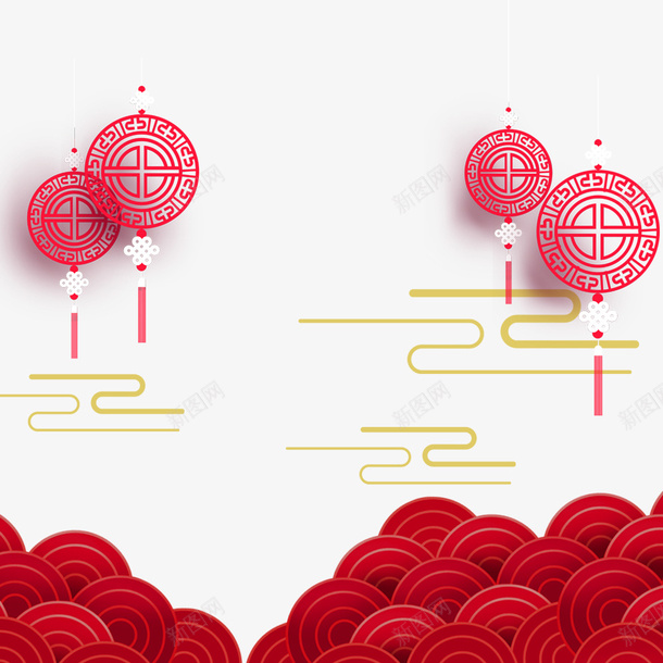 中国风红色海报装饰png免抠素材_88icon https://88icon.com 中国风 中国风祥云装饰 中国风红色海报装饰 云纹装饰 剪纸 祥云 红色装饰