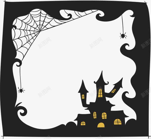蜘蛛网鬼屋边框png免抠素材_88icon https://88icon.com 恐怖万圣节 矢量png 蛛网边框 蜘蛛网 鬼屋 鬼屋边框