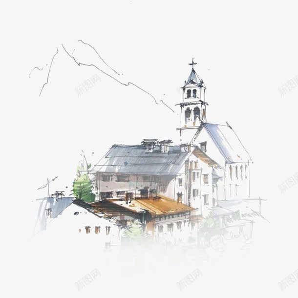 手绘村落水墨风png免抠素材_88icon https://88icon.com 乡村风情 古老的村庄 复古村落 山水村庄 水墨风 简易手绘