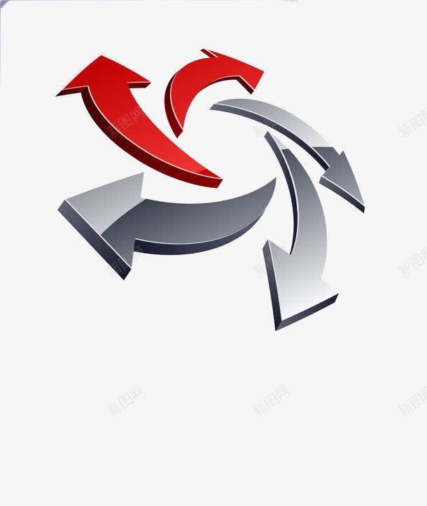 红色灰色双色箭头psd免抠素材_88icon https://88icon.com 圆形 方向 旋转 箭头 螺旋箭头