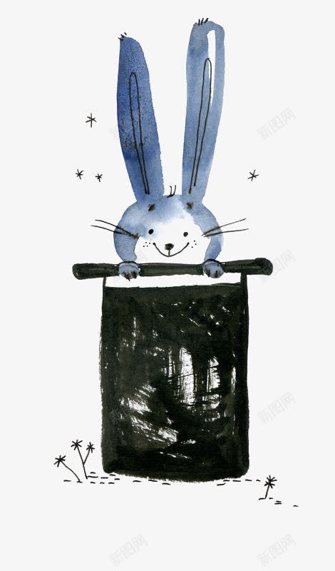 帽子兔子png免抠素材_88icon https://88icon.com 兔子 动物 卡通 可爱 手绘 插画 水彩 魔术