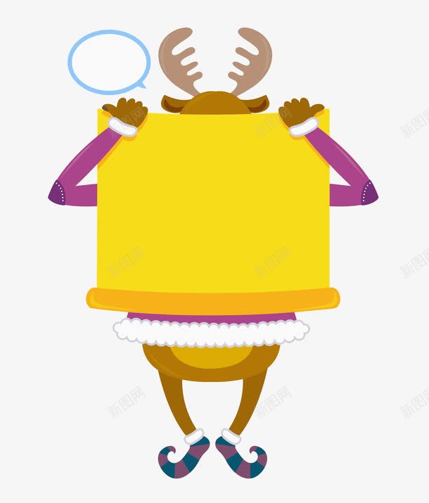 麋鹿文字画卷png免抠素材_88icon https://88icon.com 书写白板 创意文字框 卡通平面 手绘 提示板 文字框 麋鹿画卷 黄色空白画卷