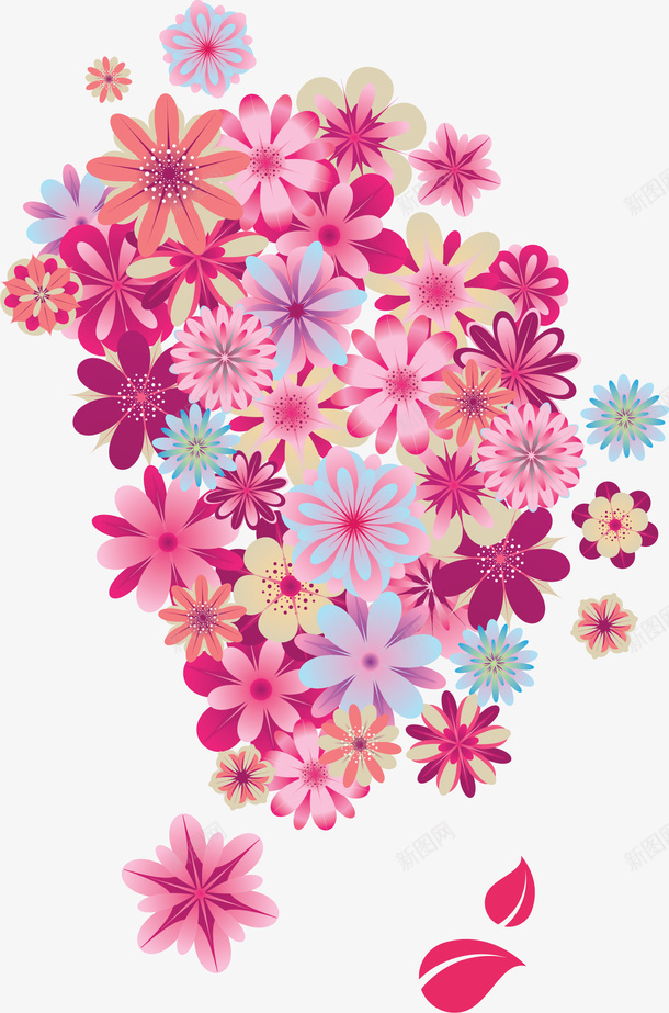 卡通彩色花朵png免抠素材_88icon https://88icon.com 免抠PNG 卡通 彩色 梦幻 百花齐放 简约 花朵