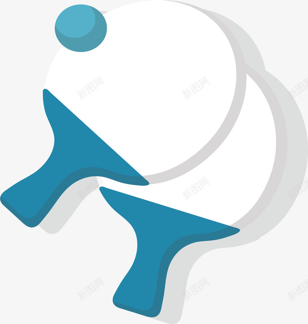 蓝白色的乒乓球拍矢量图ai免抠素材_88icon https://88icon.com 乒乓球 乒乓球拍 球拍 矢量png 蓝白色 运动球拍 矢量图