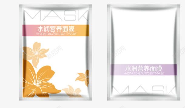 面膜包装袋png免抠素材_88icon https://88icon.com 包装设计 广告设计 护肤 水润营养 花卉 面膜包装 面膜包装袋模板