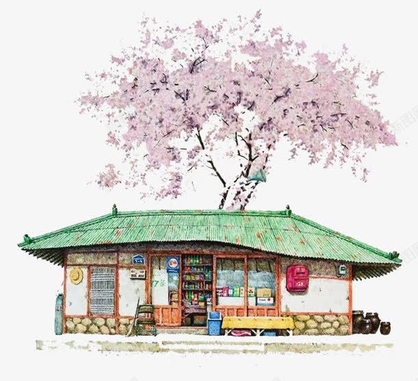 水彩建筑png免抠素材_88icon https://88icon.com 卡通 建筑 彩色 房子 手绘 樱花 水彩 装饰