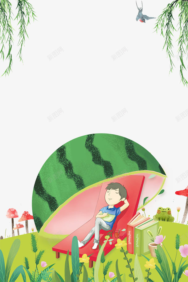 大暑之西瓜主题卡通边框png免抠素材_88icon https://88icon.com 二十四节气 图案装饰设计 夏季 大暑 小清新 手绘 清凉一夏 简约 西瓜 边框