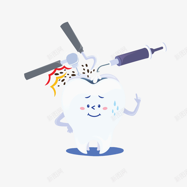 手绘补牙的牙齿png免抠素材_88icon https://88icon.com 修补 创意 手绘卡通 流汗 牙齿 白色 简约