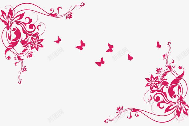 粉色优雅线条对角花纹边框png免抠素材_88icon https://88icon.com 优雅 对角花 精美 纹理 纹蝴蝶 背景 花纹 花边 蝴蝶 边框 雅致