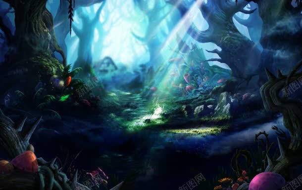 丁达尔光束森林奇幻之旅jpg设计背景_88icon https://88icon.com 光束 奇幻 森林