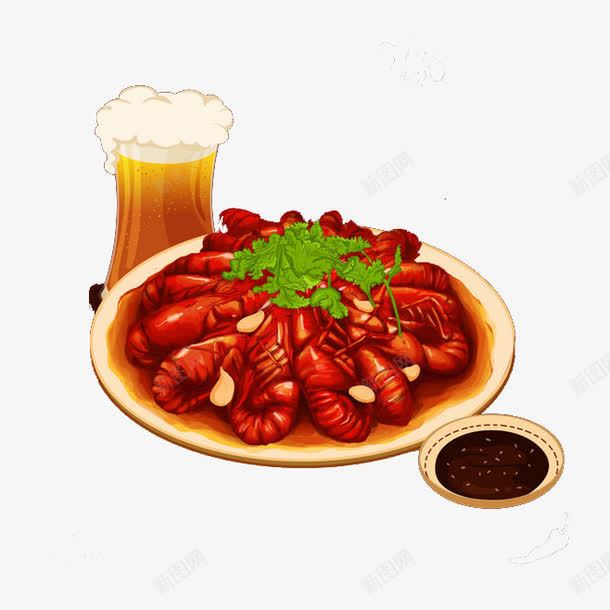 啤酒小龙虾png免抠素材_88icon https://88icon.com 啤酒 手绘 晚餐 龙虾