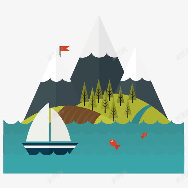 扁平化的山水png免抠素材_88icon https://88icon.com png png素材 免费png 免费png素材 山 扁平化 树 水 矢量素材