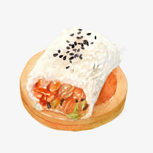 饭团卷油条手绘画png免抠素材_88icon https://88icon.com 中国小吃 手绘美食 早餐 糯米饭团