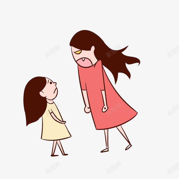 对孩子发火责骂的妈妈png免抠素材_88icon https://88icon.com 卡通人物骂人 卡通火冒三丈 发火的妈妈 害怕的小女孩 恐怖的妈妈 骂脏话