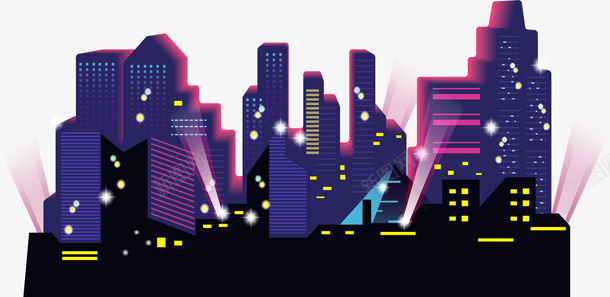 夜晚灯火辉煌矢量图eps免抠素材_88icon https://88icon.com 不夜城 城市夜景 灯火辉煌 矢量素材 美丽的夜景 矢量图