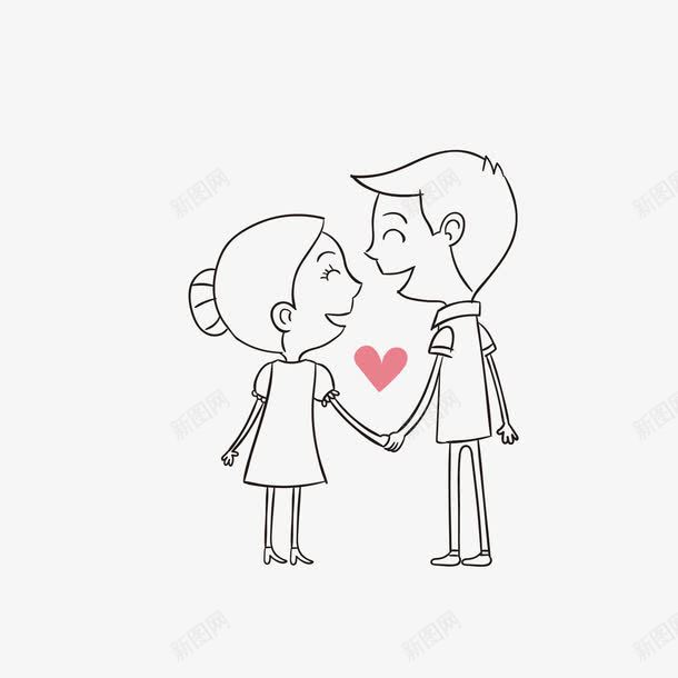 牵手恋人png免抠素材_88icon https://88icon.com 七夕 恋人 情侣 手绘恋人 白色恋人 线描爱人
