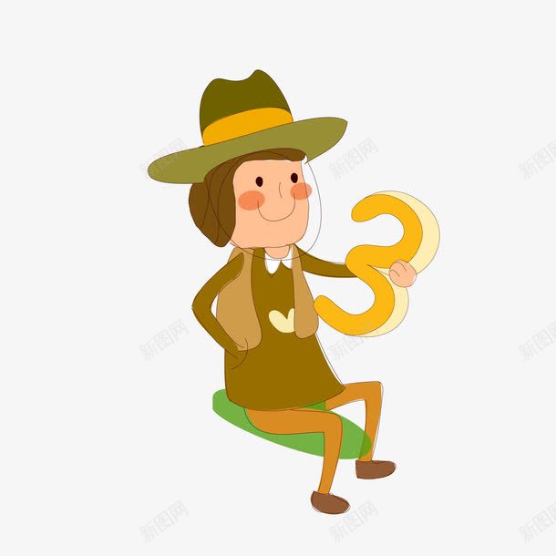 卡通拿着数字的儿童人物png免抠素材_88icon https://88icon.com 人物设计 儿童人物 学习 戴帽子 拿着数字