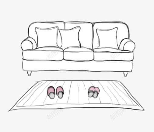 手绘沙发png免抠素材_88icon https://88icon.com 家具 家居 座椅 拖鞋 沙发