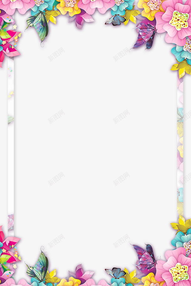 春季3D微立体彩色花朵装饰边框psd免抠素材_88icon https://88icon.com 叶子装饰 大自然景色 春季 春色 树木装饰 植物装饰 花朵装饰 边框
