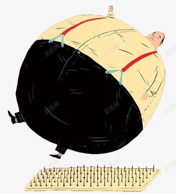 卡通气球胖子psd免抠素材_88icon https://88icon.com 大胖子 气球 爆炸 胖子 钉子