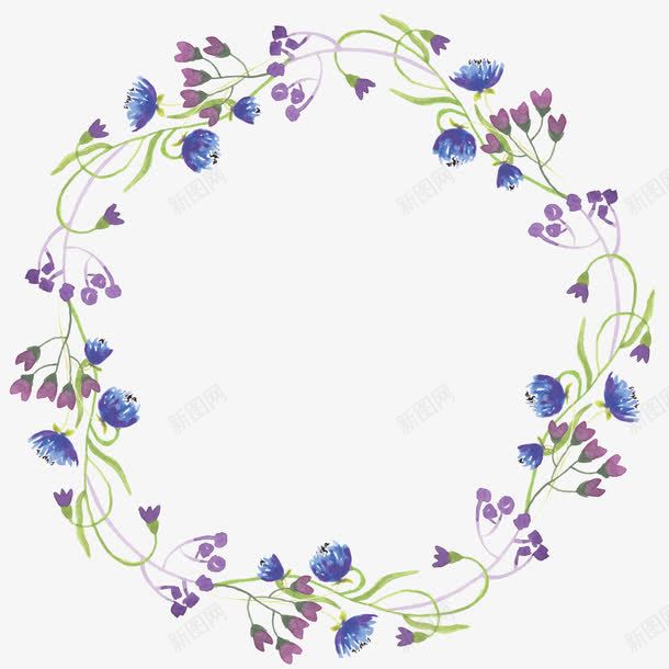 圆形蓝色边框花朵圆环png免抠素材_88icon https://88icon.com 圆 花 蓝色 边框