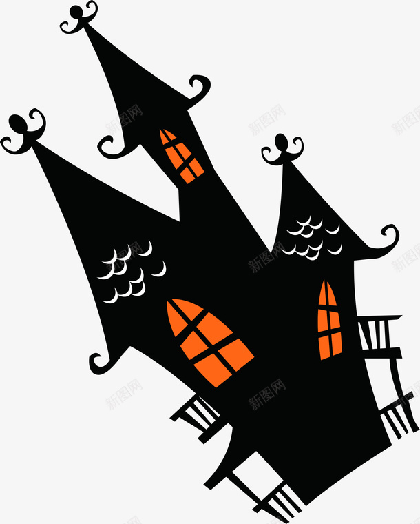 黑色万圣节房屋灯光png免抠素材_88icon https://88icon.com 房屋 灯光 黑色