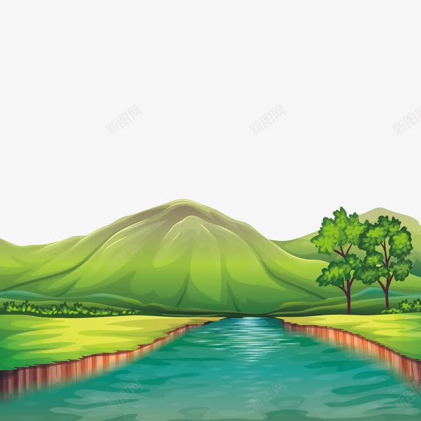 小河水png免抠素材_88icon https://88icon.com 大山 大自然 春天 河水 绿色