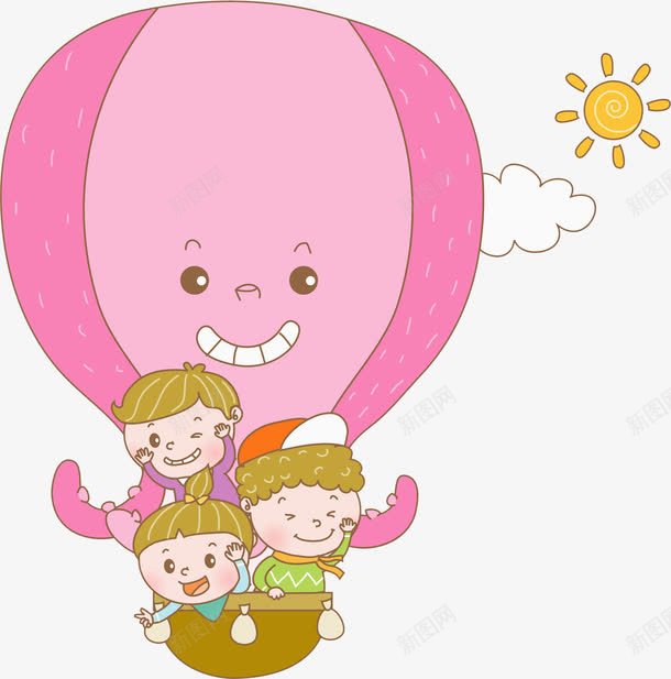 做热气球的孩子png免抠素材_88icon https://88icon.com 卡通手绘 女孩 学生 孩子 微笑 热气球 男孩 粉色