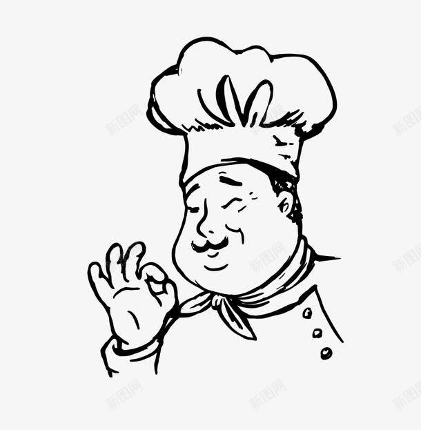 黑色线条大厨师png免抠素材_88icon https://88icon.com 大厨师 矢量人物 美食 黑色线条