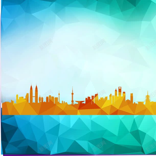 菱形城市剪影渐变背景装饰png免抠素材_88icon https://88icon.com 城市剪影 渐变背景装饰 菱形