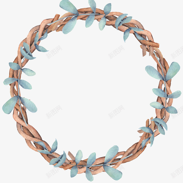 手绘藤条编制花环png免抠素材_88icon https://88icon.com 包装设计 手绘 文艺花草PPT制作 绿叶花环 花草装饰 藤制品 藤条编制花环